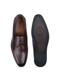 Thumbnail for LOUIS STITCH Men Rosewood Formal Slip-On Tassel Moccasin Shoes