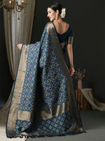 Thumbnail for NOZ2TOZ Women's Silk Blend Navy Blue Woven Design Designer Saree With Blouse Piece - Distacart