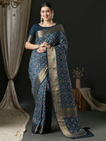 Thumbnail for NOZ2TOZ Women's Silk Blend Navy Blue Woven Design Designer Saree With Blouse Piece - Distacart
