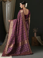Thumbnail for NOZ2TOZ Women's Silk Blend Purple Woven Design Designer Saree With Blouse Piece - Distacart