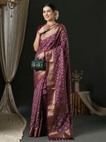 Thumbnail for NOZ2TOZ Women's Silk Blend Purple Woven Design Designer Saree With Blouse Piece - Distacart
