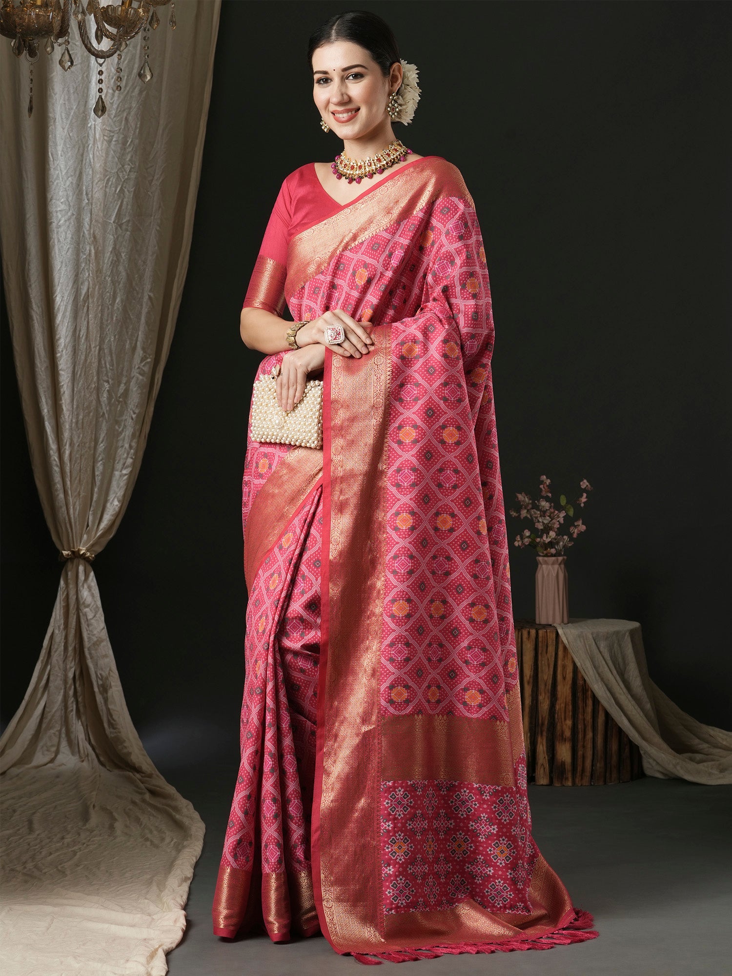 NOZ2TOZ Women's Silk Blend Pink Woven Design Designer Saree With Blouse Piece - Distacart
