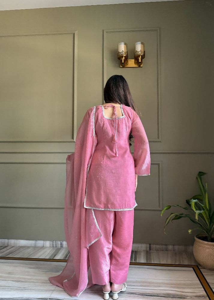 Teeya Creation Pink Color Crunchy Silk Party Wear Salwar Suit - Distacart