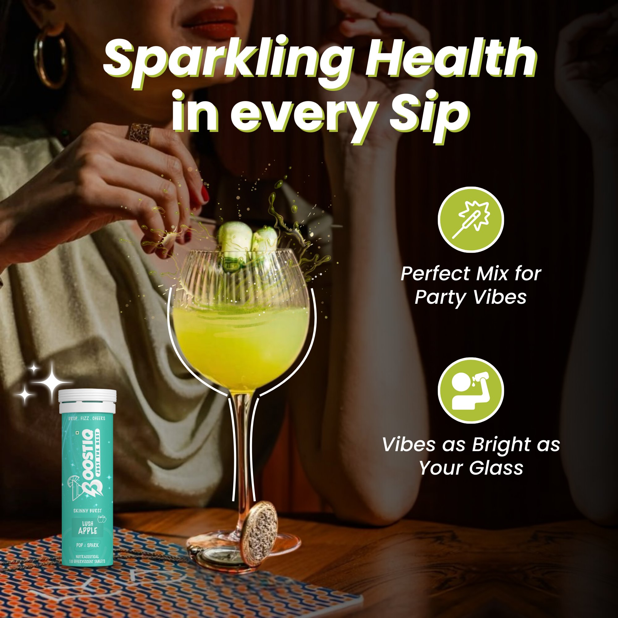 BOOSTIQ Pop & Spark Effervescent Tablets - Lush Apple - Distacart