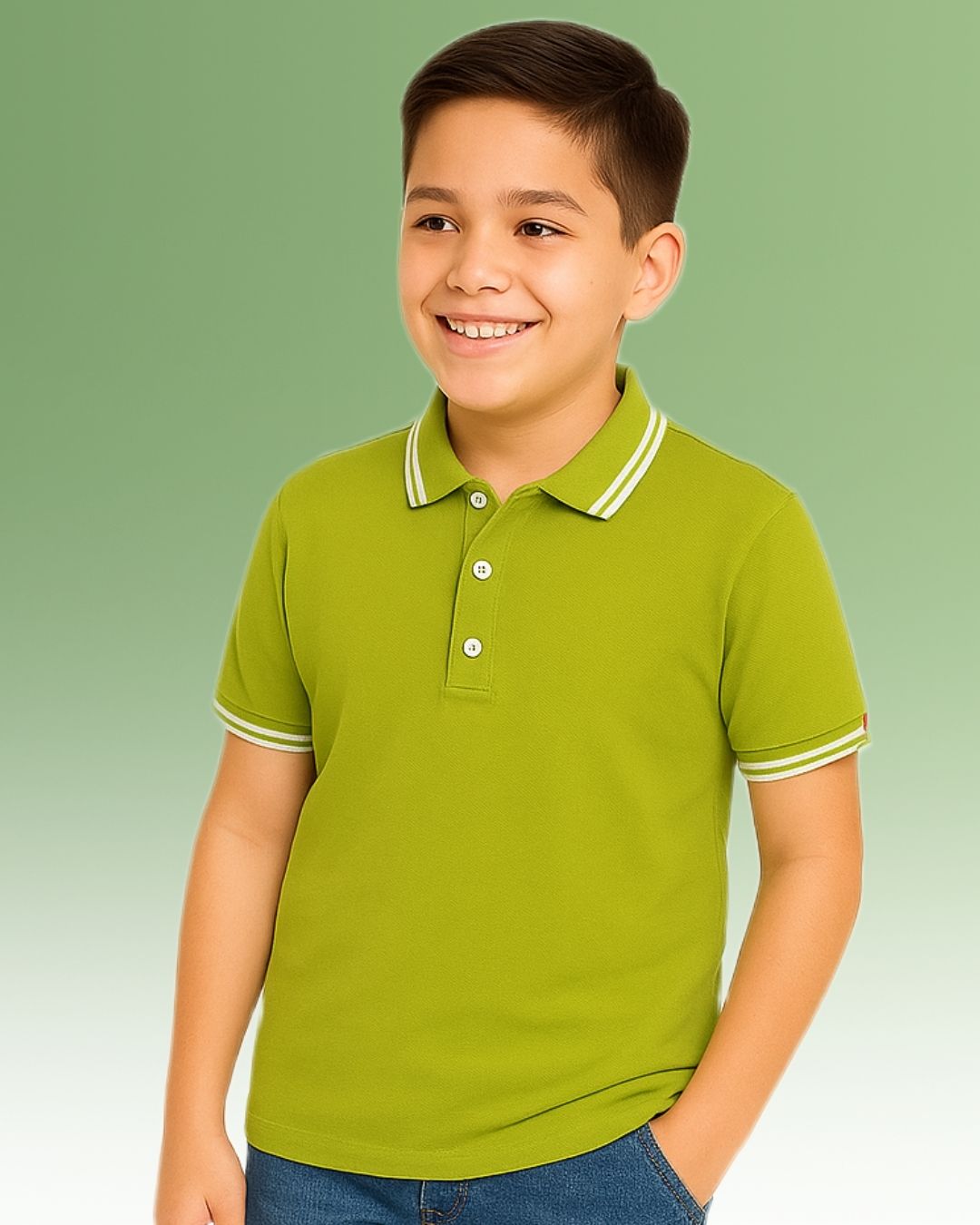 Chilins Boys Solid Polo Tshirt, Color- Mehandi - Distacart