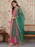 Thumbnail for Ode by House of Pataudi Women Floral Printed Regular Kurta with Trousers & With Dupatta - Distacart