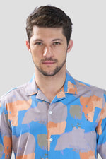Thumbnail for Xkind Blue Abstract Printed Relaxed Fit Shirt