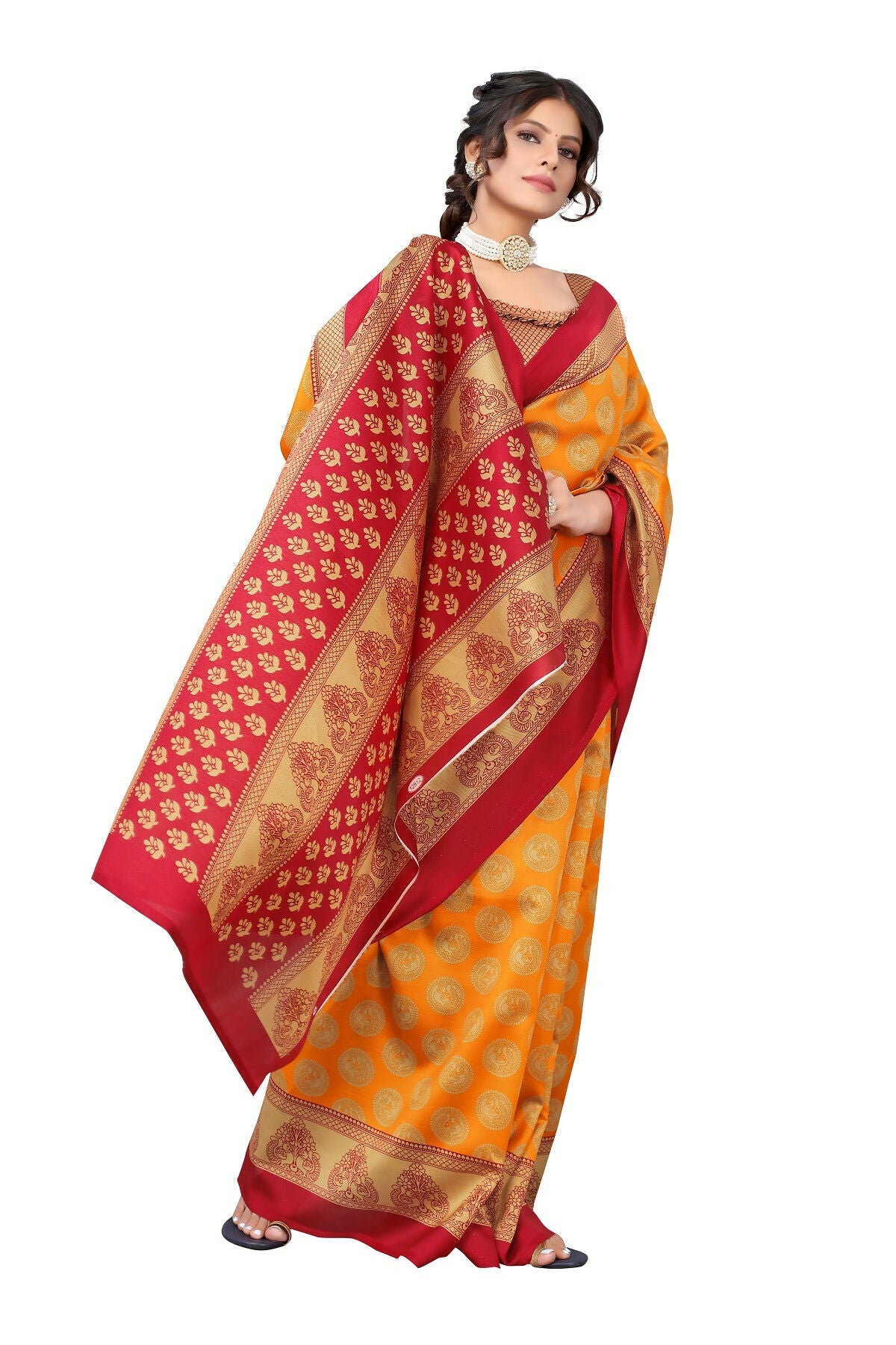Vamika mustard Printed Art Silk Saree - Distacart