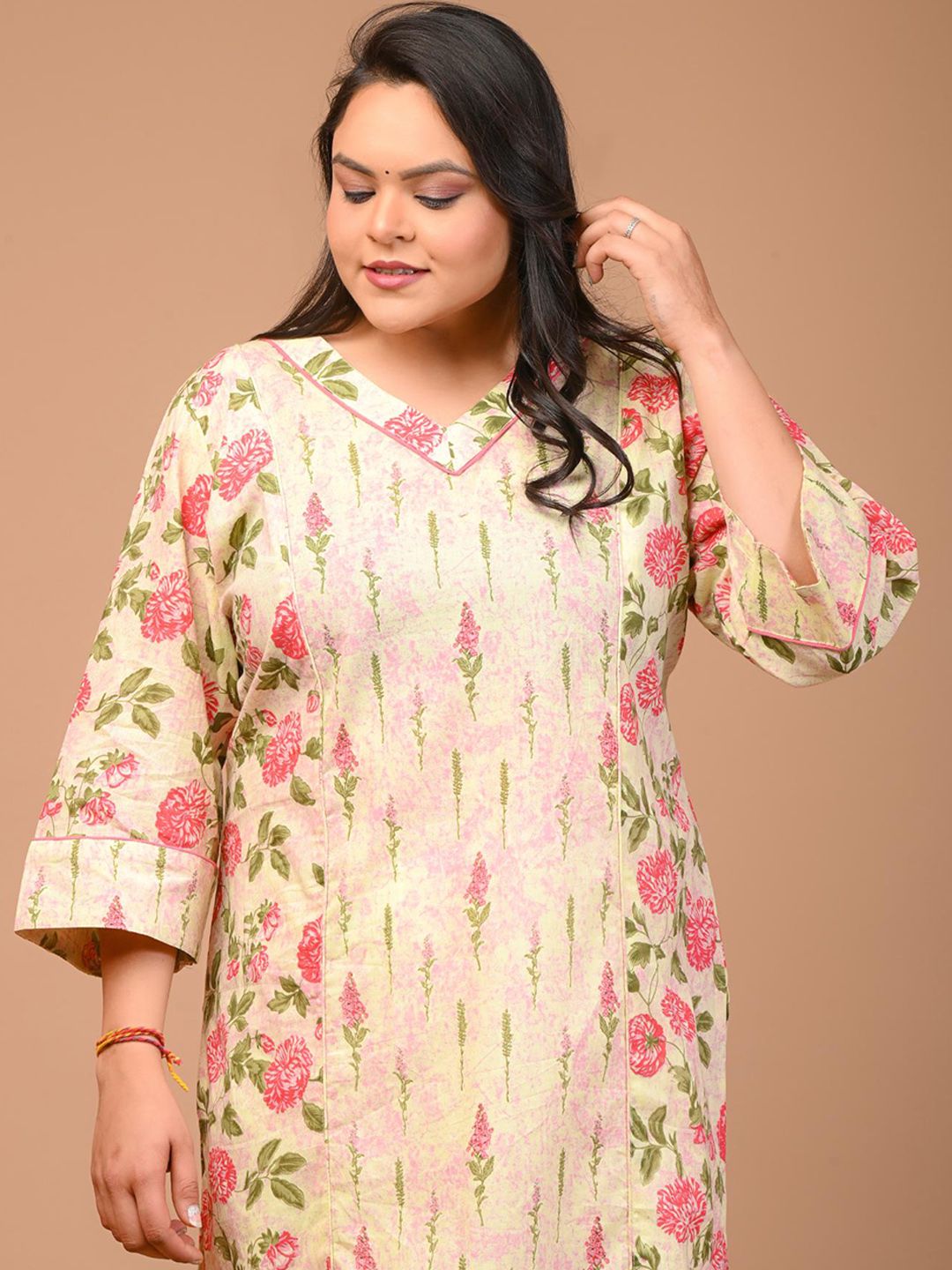 Swasti Women Embroidered Flared Sleeves Thread Work Floral Kurta