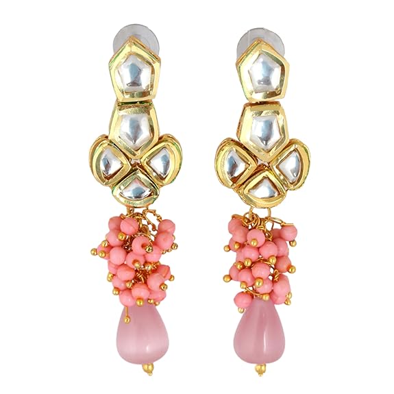 Tehzeeb Creations Meenakari Gold-Polished pentagon shape Uncut Kundan Necklace Set - Distacart