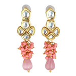 Thumbnail for Tehzeeb Creations Meenakari Gold-Polished pentagon shape Uncut Kundan Necklace Set - Distacart