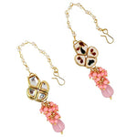 Thumbnail for Tehzeeb Creations Meenakari Gold-Polished pentagon shape Uncut Kundan Necklace Set - Distacart