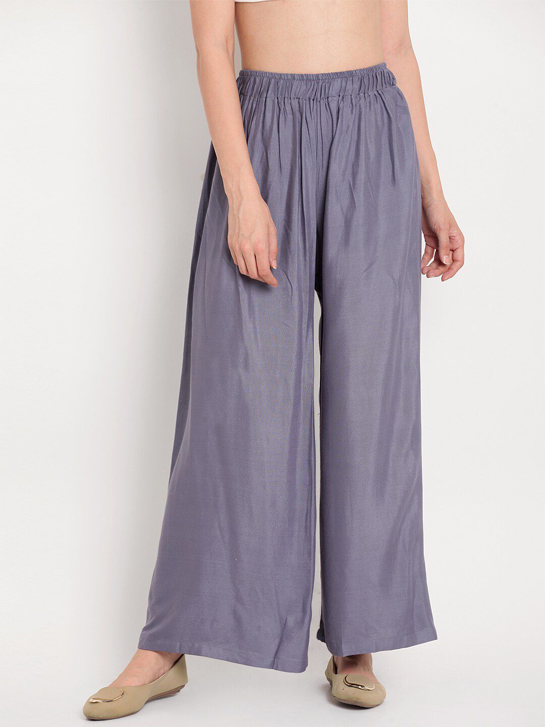 TAG 7 Women White & Grey Set of 2 Flared Ethnic Palazzos - Distacart