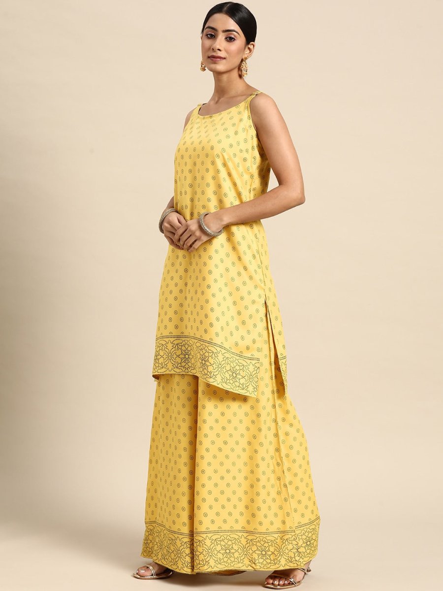 All About You Women Yellow Printed Kurta with Palazzos & Dupatta - Distacart