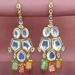 Thumbnail for Tehzeeb Creations Back Meenakari Gold-Polished Multicolor Color Tika Earring Jewellery Set Uncut Big Faux Kundan Dibbi Kundan Choker Necklace Set - Distacart