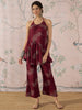 InWeave Dark Maroon Leaf Halter Strappy Set - Distacart