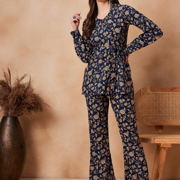 InWeave Navy Beige Co Ord Set - Distacart