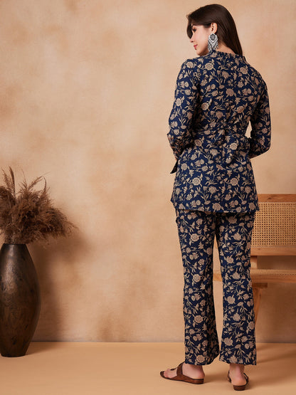 InWeave Navy Beige Co Ord Set - Distacart