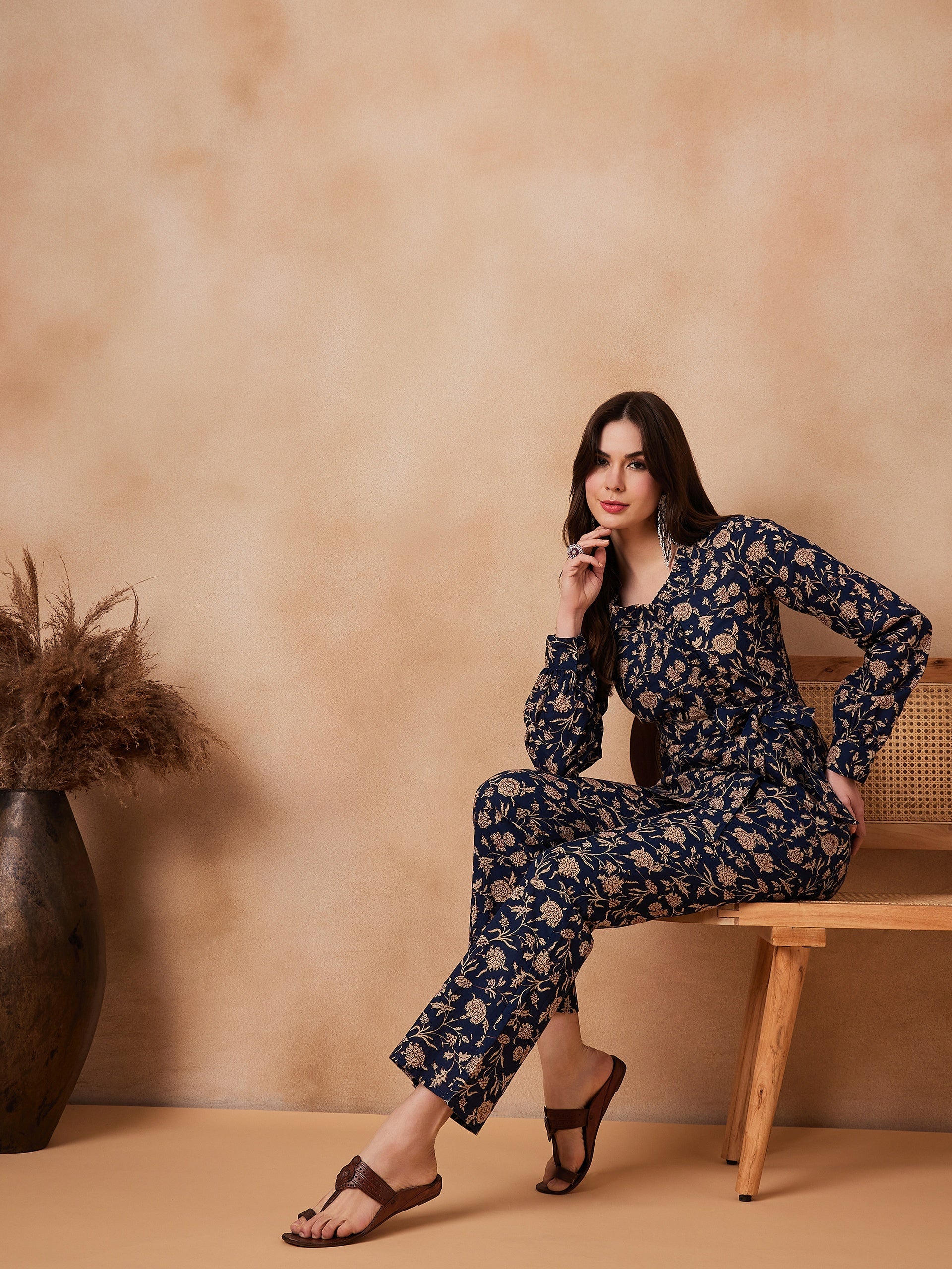 InWeave Navy Beige Co Ord Set - Distacart