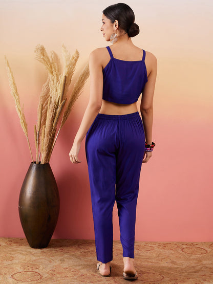 InWeave Blue 3 Piece Co Ord Set With Belt - Distacart
