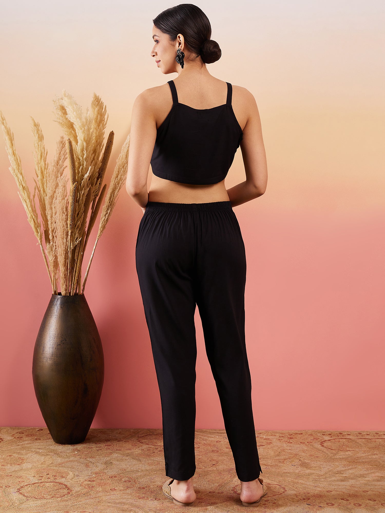 InWeave Black 3 Piece Co Ord Set With Belt - Distacart