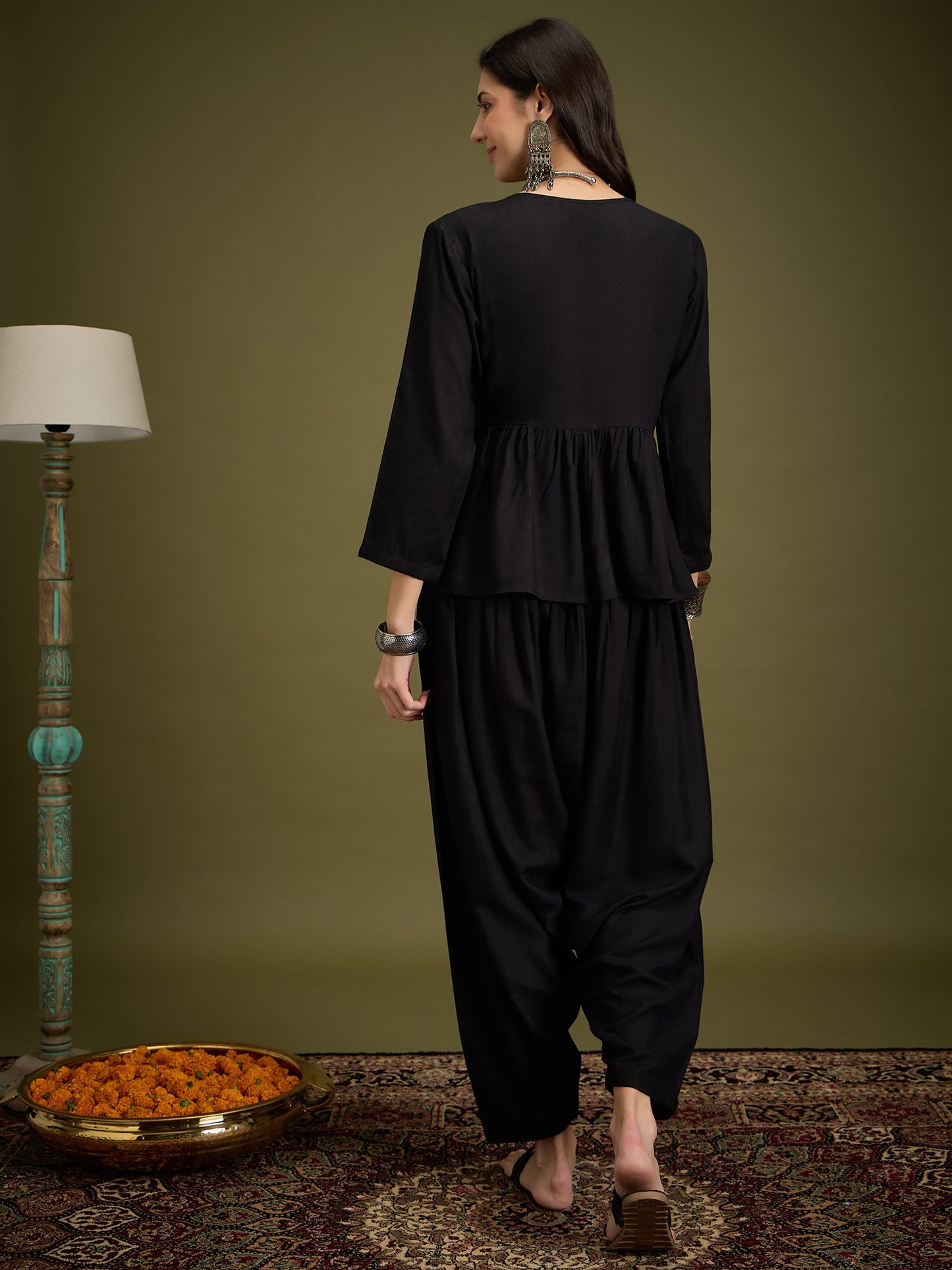 InWeave Black Angrakha Dhoti Co Ord Set - Distacart