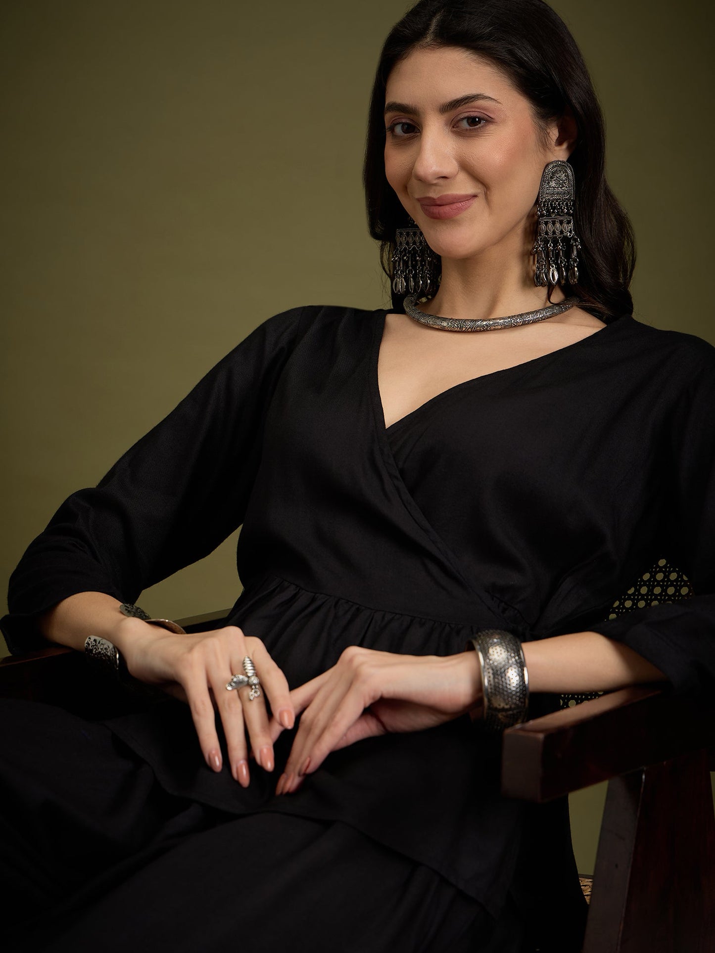 InWeave Black Angrakha Dhoti Co Ord Set - Distacart