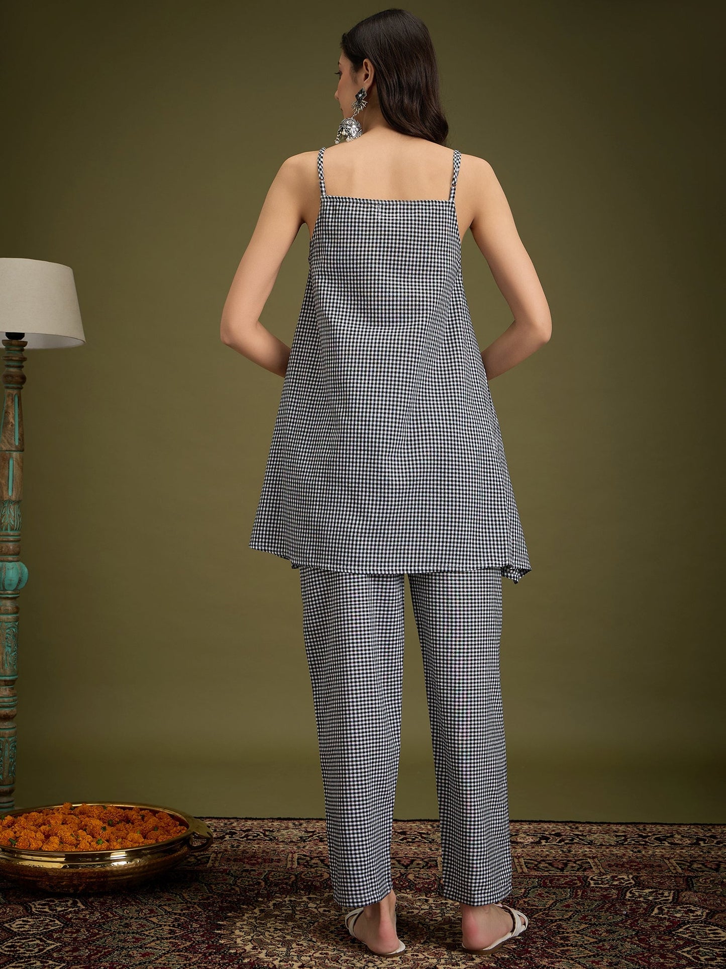 InWeave Black Small Check Strappy Co Ord Set - Distacart