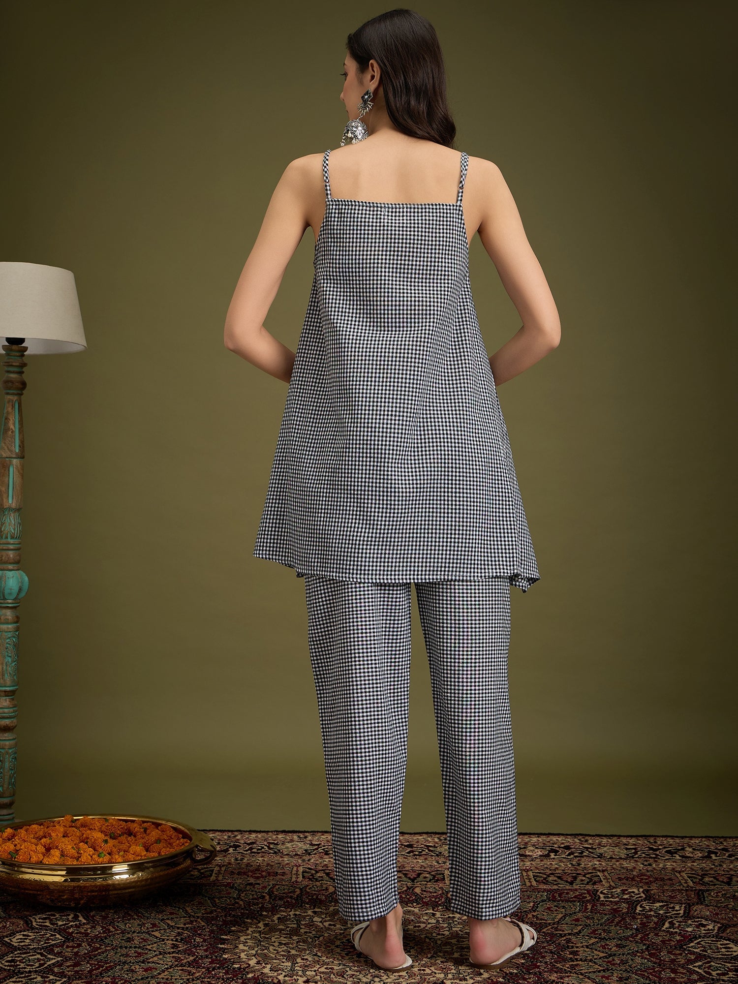 InWeave Black Small Check Strappy Co Ord Set - Distacart