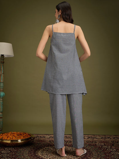 InWeave Black Small Check Strappy Co Ord Set - Distacart