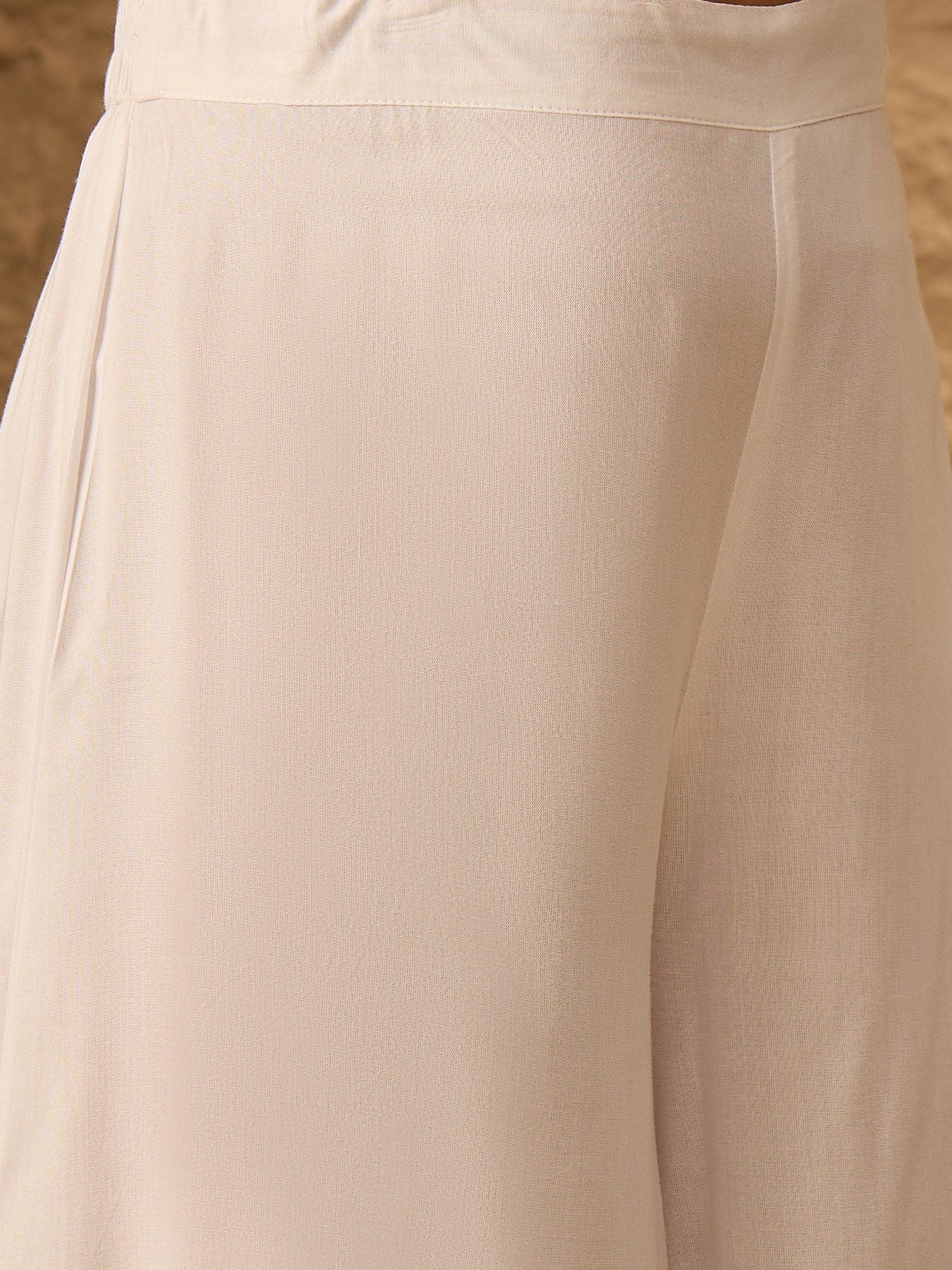 InWeave White Round Neck Short Palazzo Set - Distacart