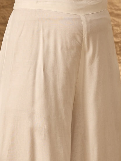 InWeave White Flared Kurta Palazzo Set - Distacart