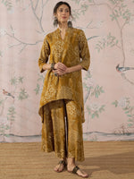 Thumbnail for InWeave Dark Yellow Rose Leaf Mandarin Kurta Set