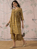InWeave Dark Yellow Ethnic Flared Kurta Set - Distacart