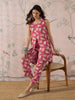 InWeave Punch Pink Beige Slit Kurta Set - Distacart
