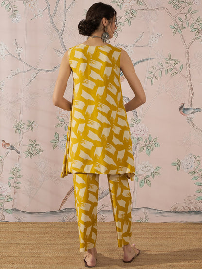InWeave Honey Yellow Beige Slit Kurta Set - Distacart