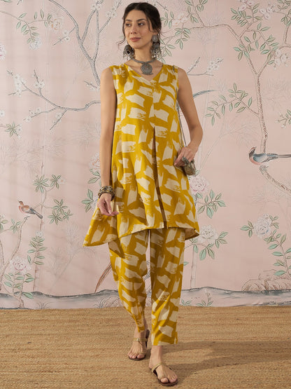 InWeave Honey Yellow Beige Slit Kurta Set - Distacart