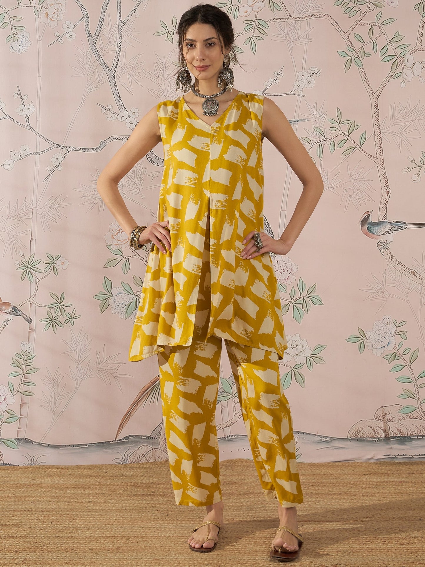 InWeave Honey Yellow Beige Slit Kurta Set - Distacart