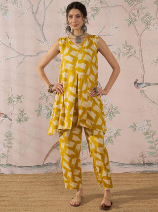 InWeave Honey Yellow Beige Slit Kurta Set - Distacart