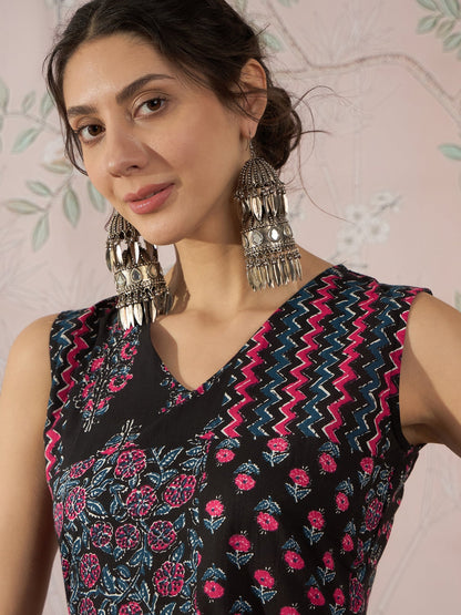 InWeave Black Pink Kurta Dhoti Set - Distacart