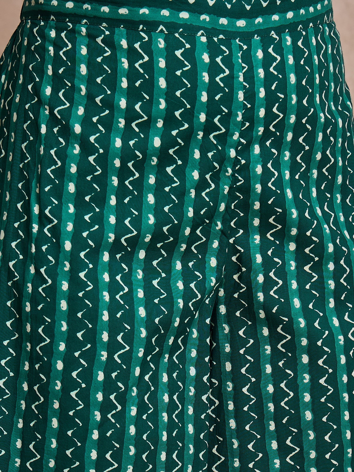 InWeave Teal Zig Zag Round Neck Kurta Set - Distacart