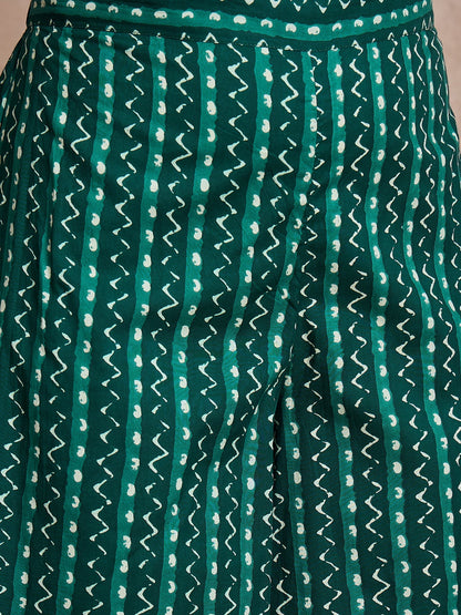InWeave Teal Zig Zag Round Neck Kurta Set - Distacart
