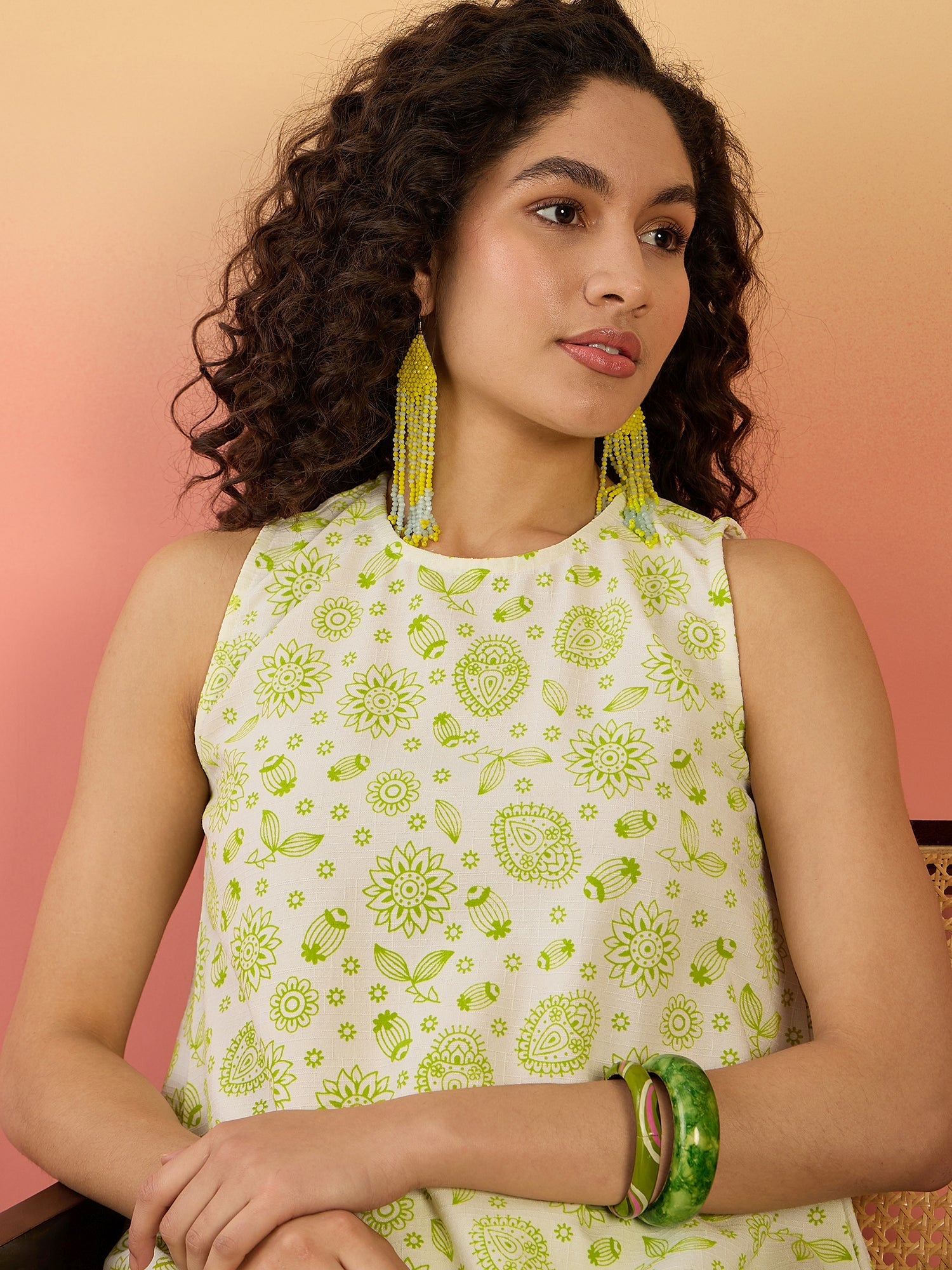 InWeave Green White Rubber R Neck Kurta Set - Distacart