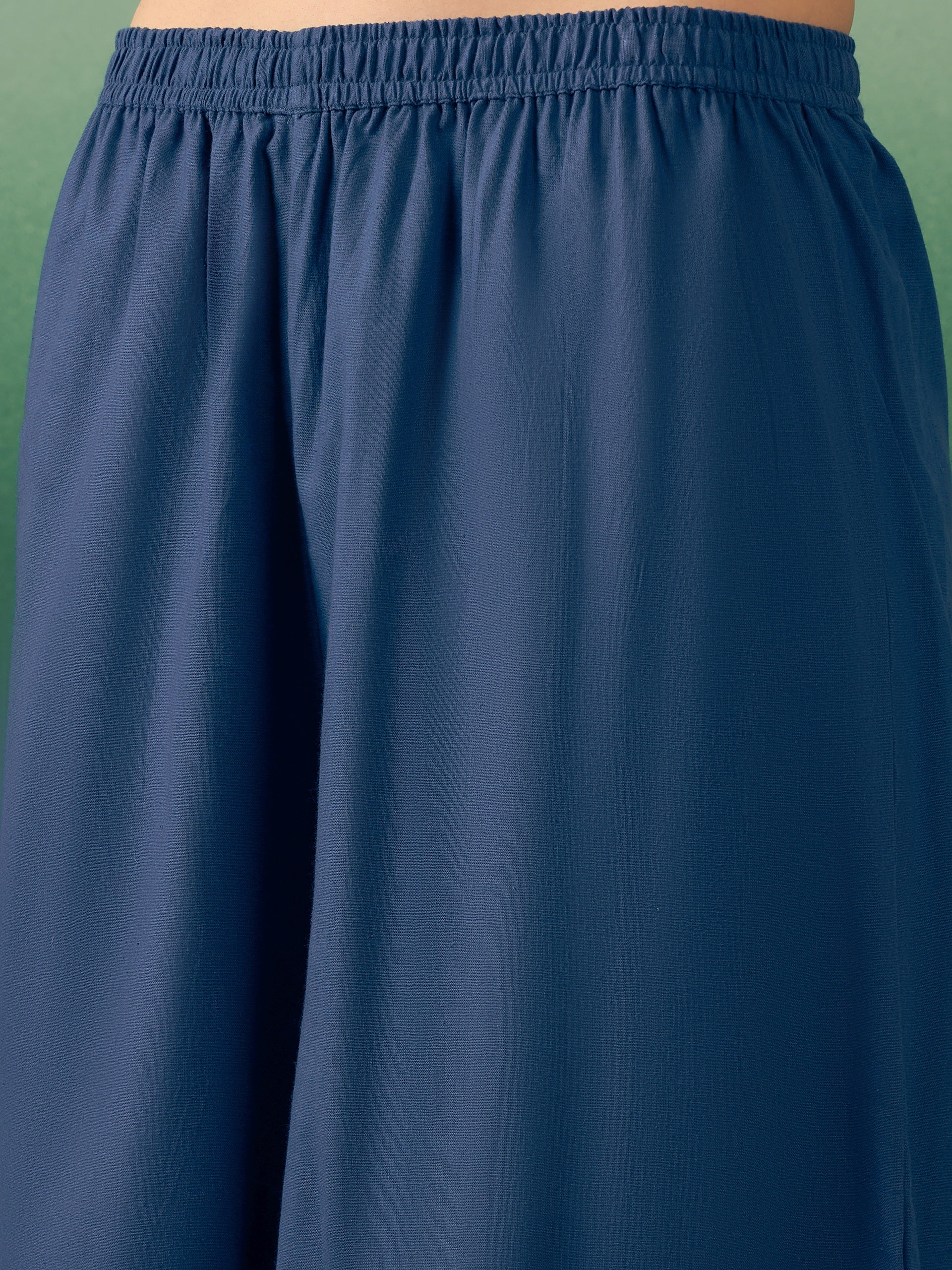 InWeave Midnight Blue Kurta Palazzo Set - Distacart