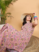 Thumbnail for InWeave Pastel Pink Kantha Floral Jaal Short Palazzo Set