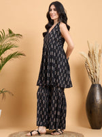 Thumbnail for InWeave Black Booti Rapid Print Backless Kurta Sharara Set