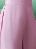 Thumbnail for InWeave Lavender Lurex Sweetheart Neck Short Kurta Pant Set