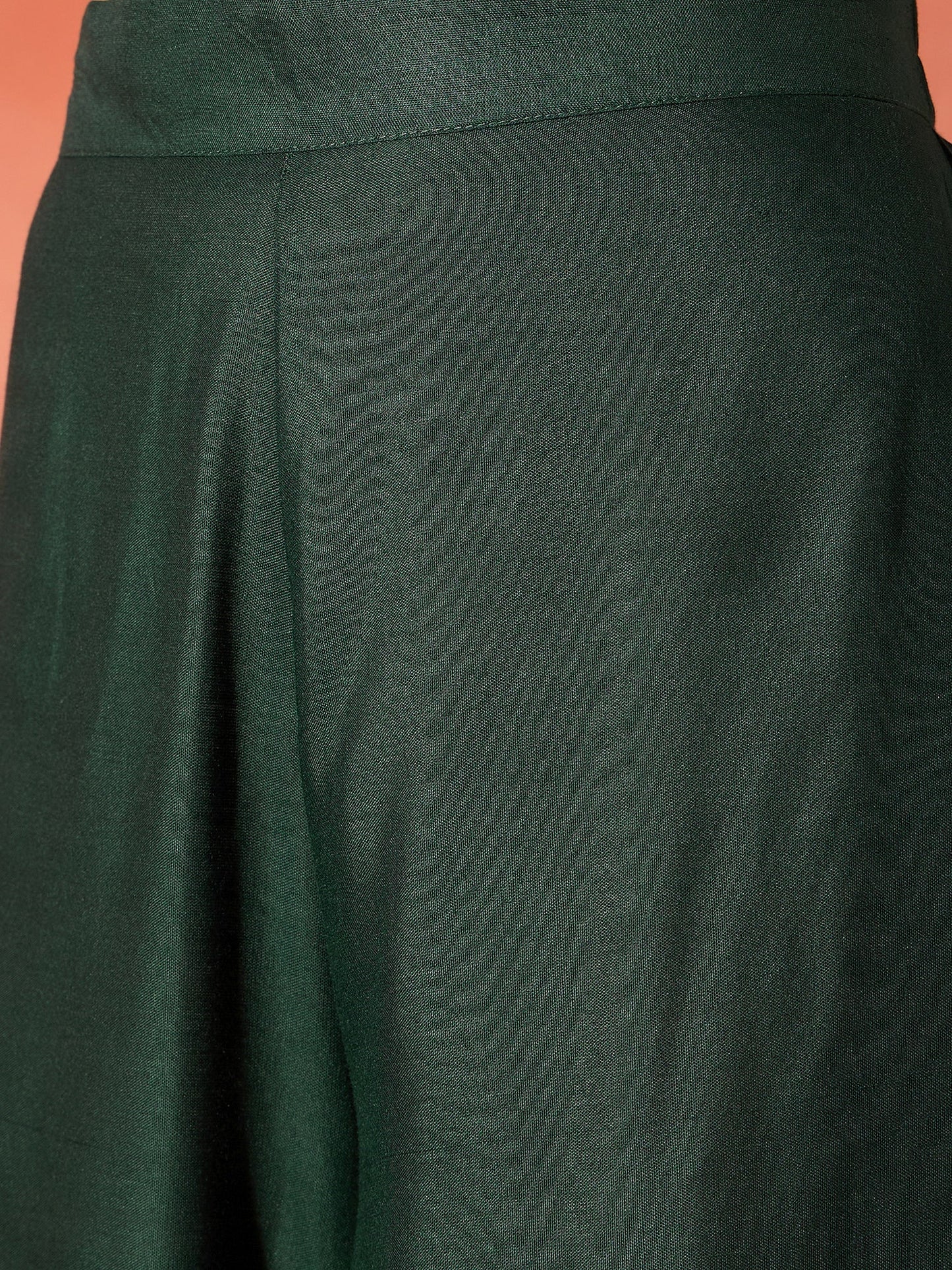 InWeave Dark Green Mandarin Neck High Low Kurta Set - Distacart