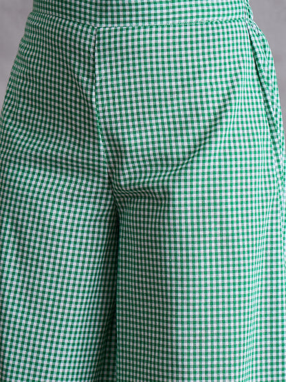 InWeave Green Small Check Kurta Set - Distacart
