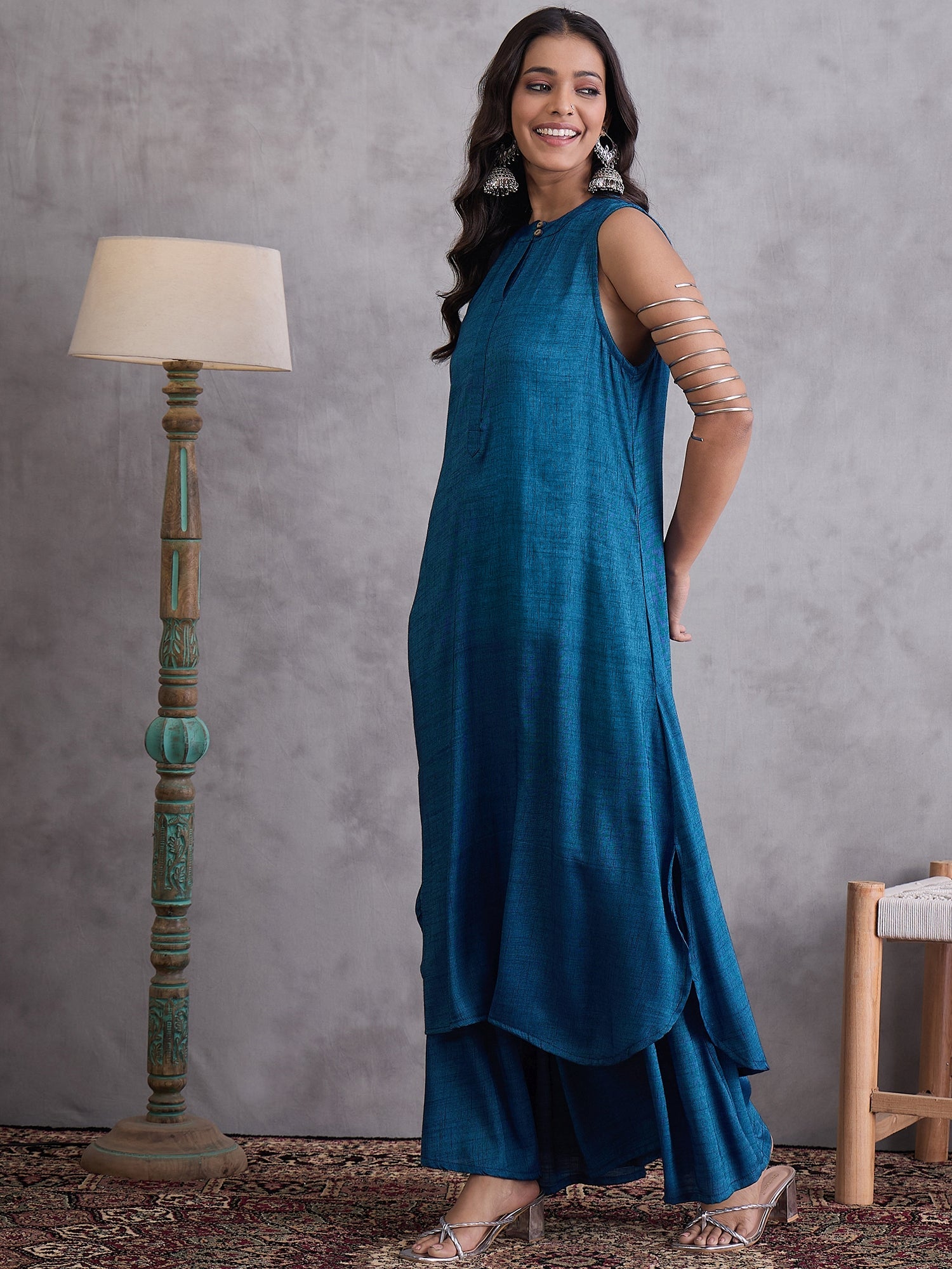 InWeave Peacock Blue Kurta Set - Distacart